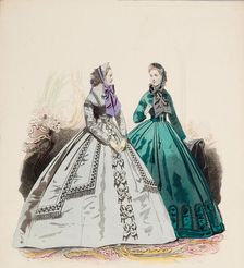 Fashion Plate - Petit Courrier des Dames Modes de Paris 1850-60. Creator: Gilquin fils