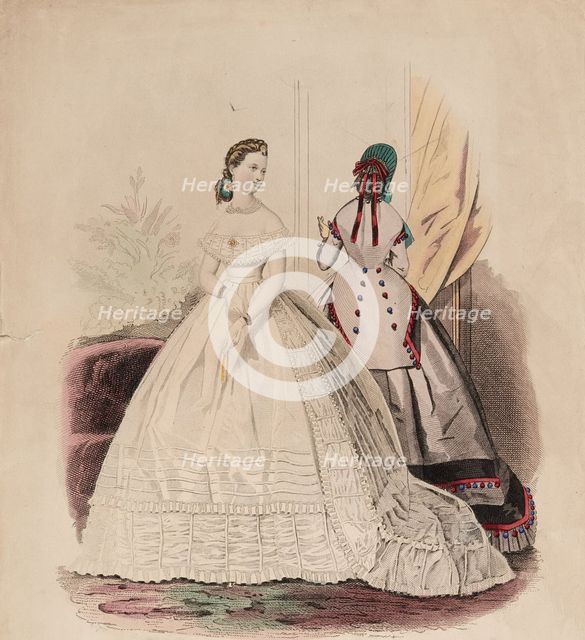 Fashion Plate - Petit Courrier des Dames 'Modes de Paris', 1850. Creator: Gilquin fils.