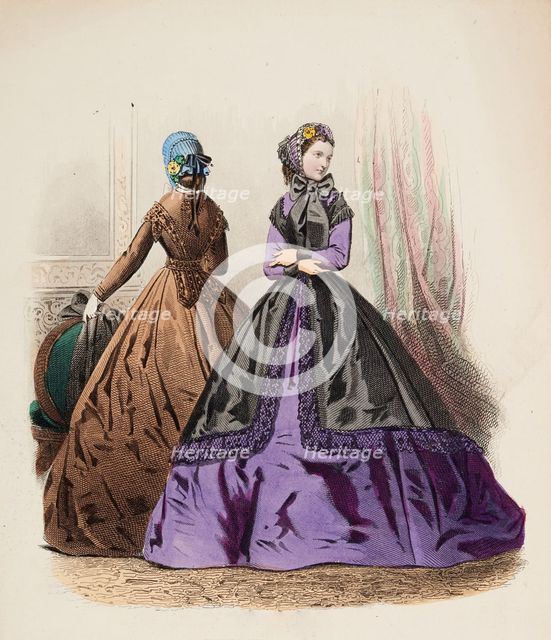 Fashion Plate - Petit Courrier des Dames 'Modes de Paris', 1858. Creator: Gilquin fils.