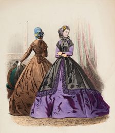 Fashion Plate - Petit Courrier des Dames Modes de Paris 1858. Creator: Gilquin fils