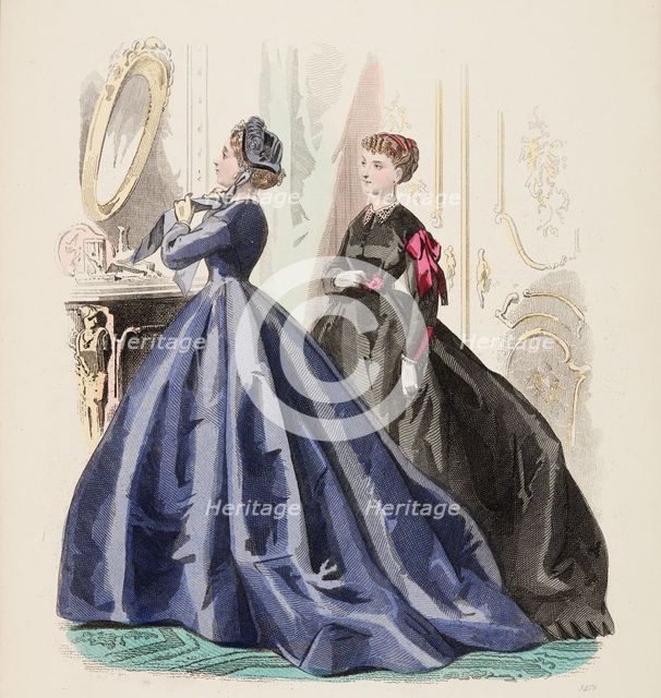Fashion Plate - Petit Courrier des Dames 'Modes de Paris', 1860-69. Creator: Gilquin fils.