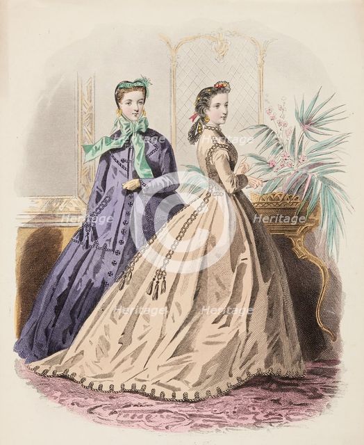 Fashion Plate - Petit Courrier des Dames ' Modes de Paris', 1860-69. Creator: Gilquin fils.