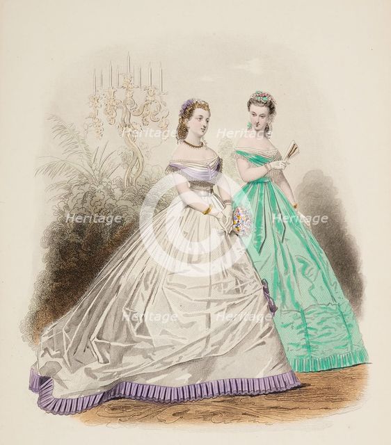 Fashion Plate - Petit Courrier des Dames 'Modes de Paris', 1860. Creator: Gilquin fils.