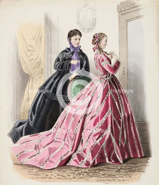 Fashion Plate - Petit Courrier des Dames 'Modes de Paris', 1865-66. Creator: Gilquin fils.