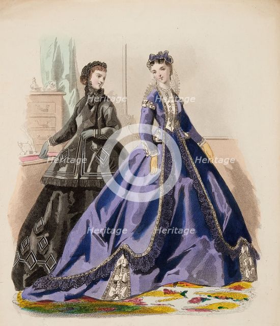 Fashion Plate - Petit Courrier des Dames 'Modes de Paris', 1865-66. Creator: Gilquin fils.