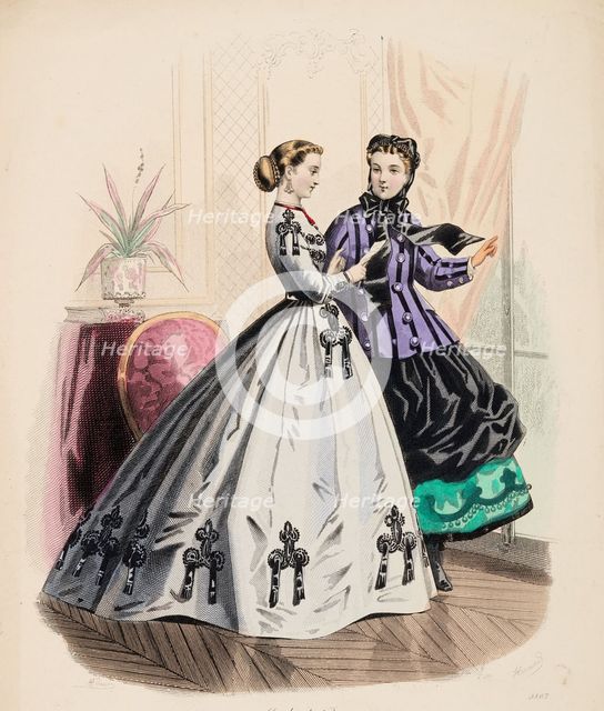 Fashion Plate - Petit Courrier des Dames 'Modes de Paris', 1865-66. Creator: Gilquin fils.