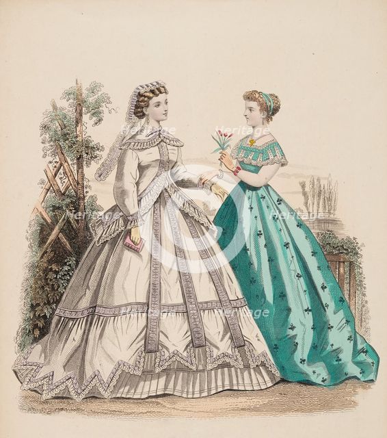 Fashion Plate - Petit Courrier des Dames 'Modes de Paris', 1866-67. Creator: Gilquin fils.