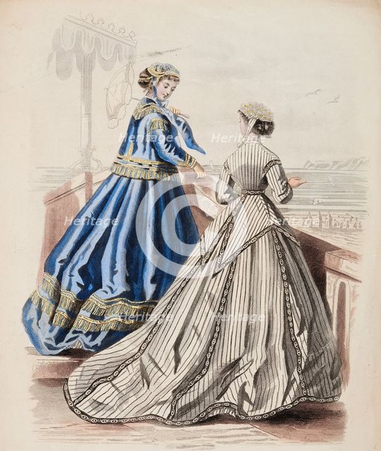 Fashion Plate - Petit Courrier des Dames 'Modes de Paris', 1866-67. Creator: Gilquin fils.