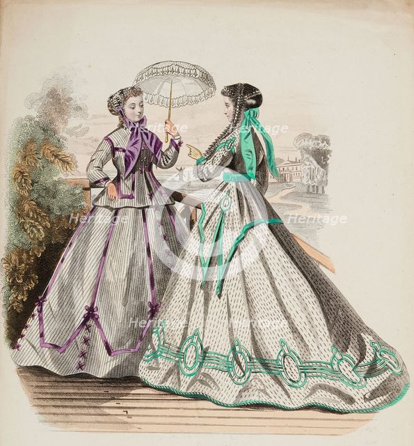 Fashion Plate - Petit Courrier des Dames 'Modes de Paris', 1866-67. Creator: Gilquin fils.