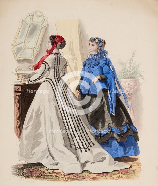 Fashion Plate - Petit Courrier des Dames 'Modes de Paris', 1866-67. Creator: Gilquin fils.