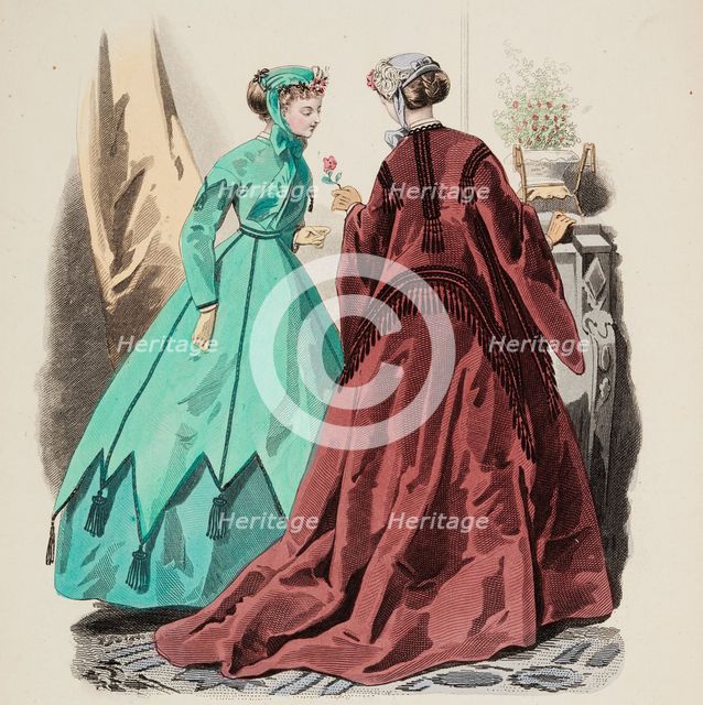 Fashion Plate - Petit Courrier des Dames 'Modes de Paris', 1866-67. Creator: Gilquin fils.