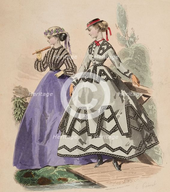 Fashion Plate - Petit Courrier des Dames 'Modes de Paris', 1866-67. Creator: Gilquin fils.