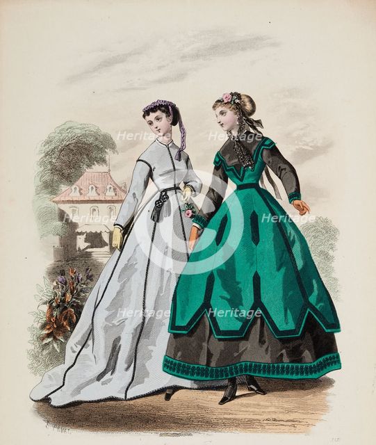 Fashion Plate - Petit Courrier des Dames 'Modes de Paris', 1866-67. Creator: Gilquin fils.