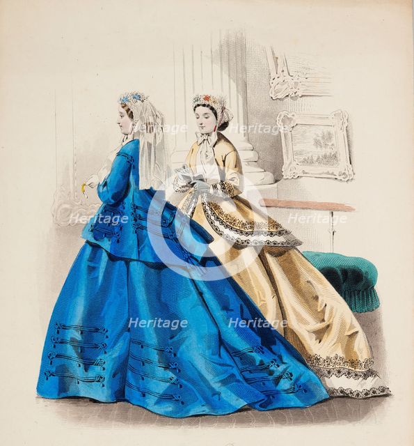 Fashion Plate - Petit Courrier des Dames 'Modes de Paris', 1866. Creator: Gilquin fils.