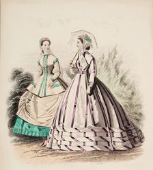 Fashion Plate - Petit Courrier des Dames Modes de Paris 1866. Creator: Gilquin fils