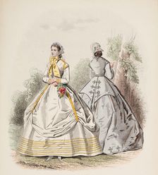 Fashion Plate - Petit Courrier des Dames Modes de Paris 1866. Creator: Gilquin fils
