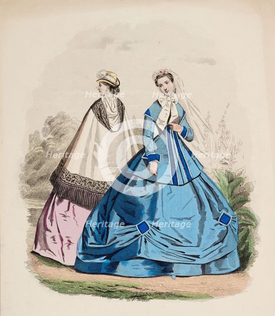 Fashion Plate - Petit Courrier des Dames 'Modes de Paris', 1866. Creator: Gilquin fils.