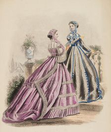 Fashion plate - Petit Courrier des Dames Modes des Paris 1860. Creator: Gilquin fils