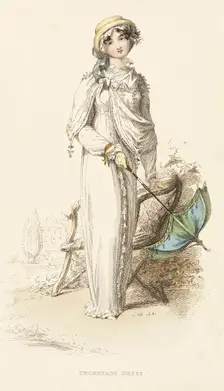 Fashion Plate (Promenade Dress), 1812. Creator: Rudolph Ackermann