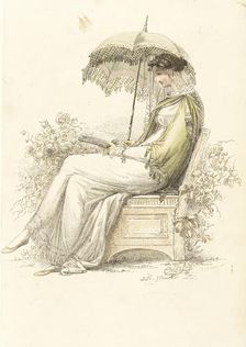 Fashion Plate (Promenade Dress), 1813. Creator: Rudolph Ackermann