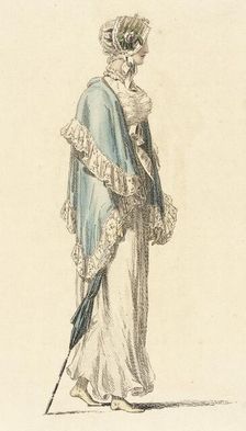 Fashion Plate (Promenade Dress), 1813. Creator: Rudolph Ackermann
