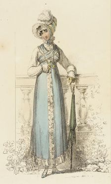 Fashion Plate (Promenade Dress), 1814. Creator: Rudolph Ackermann