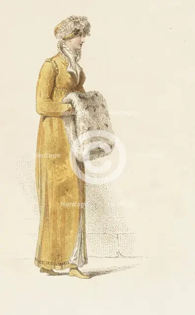 Fashion Plate (Promenade Dress), 1814. Creator: Rudolph Ackermann.