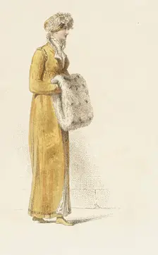 Fashion Plate (Promenade Dress), 1814. Creator: Rudolph Ackermann