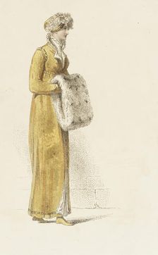 Fashion Plate (Promenade Dress), 1814. Creator: Rudolph Ackermann