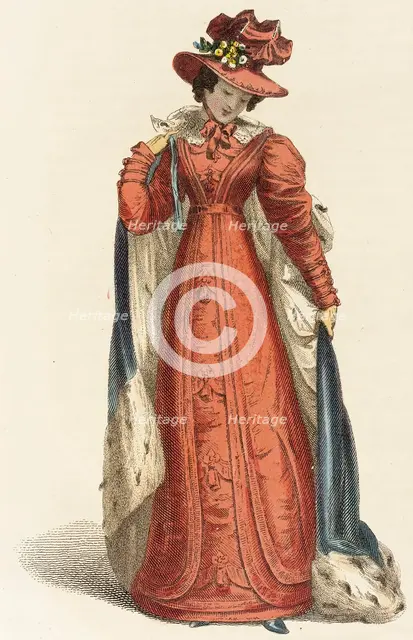 Fashion Plate (Promenade Dress), 1825. Creator: Rudolph Ackermann.
