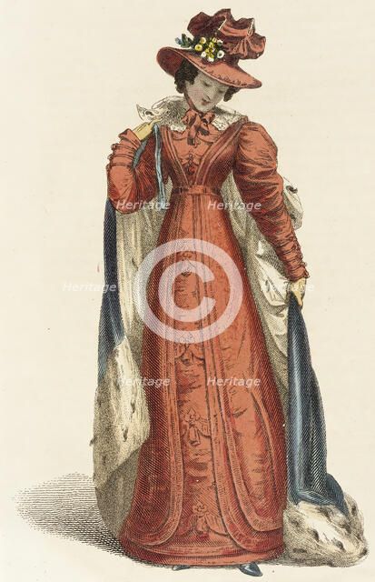 Fashion Plate (Promenade Dress), 1825. Creator: Rudolph Ackermann.