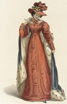 Fashion Plate (Promenade Dress), 1825. Creator: Rudolph Ackermann