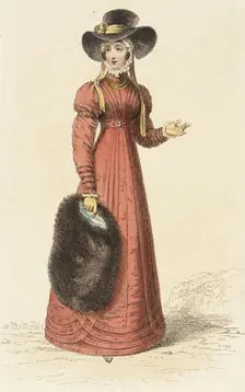 Fashion Plate (Promenade Dress), 1825. Creator: Rudolph Ackermann