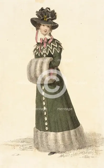 Fashion Plate (Promenade Dress), 1826. Creator: Rudolph Ackermann.