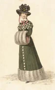 Fashion Plate (Promenade Dress), 1826. Creator: Rudolph Ackermann