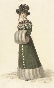 Fashion Plate (Promenade Dress), 1826. Creator: Rudolph Ackermann