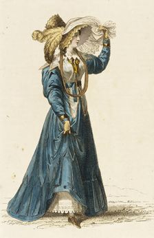 Fashion Plate (Promenade Dress), 1827. Creator: Rudolph Ackermann