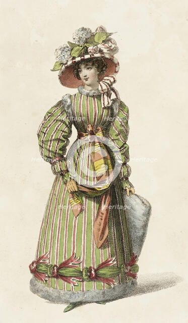 Fashion Plate (Promenade Dress), 1827. Creator: Rudolph Ackermann.
