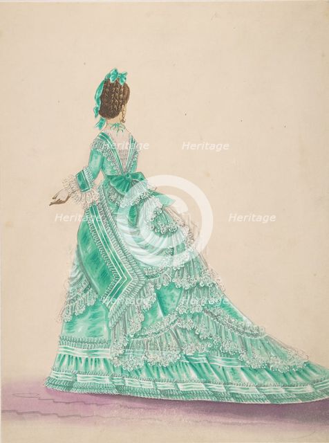 Fashion Study: Woman in a Green Dress, 19th century. Creator: Anon.