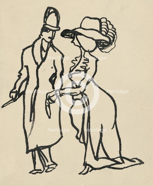 Fashionable couple I., 1908-1912. Creator: Konstantín Kövári-Kacmarik.