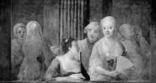 Fashionable Figures, with Two Women Holding Fans, 1733/35. Creator: Unknown
