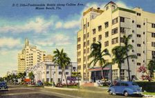 Fashionable hotels along Collins Avenue, Miami Beach, Florida, USA, 1946