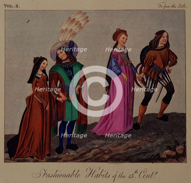 'Fashionable habits of the 15th Century', 1842.  Creator: Unknown.