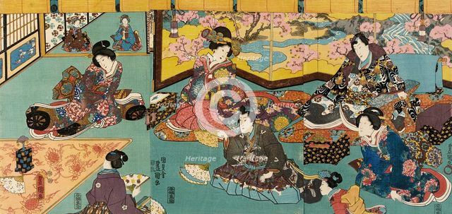Fashionable Man Entertained in a House of Pleasure, circa 1847-1852. Creator: Utagawa Kunisada.
