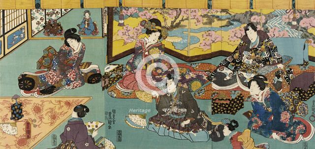 Fashionable Man Entertained in a House of Pleasure, circa 1847-1852. Creator: Utagawa Kunisada.