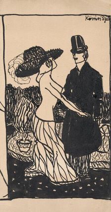 Fashionable sketch III., 1908-1912. Creator: Konstantín Kövári-Kacmarik