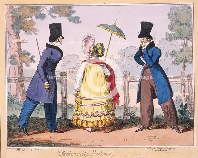 'Fashionable Portraits', a scene in Hyde Park, 1819. Artist: Isaac Cruikshank