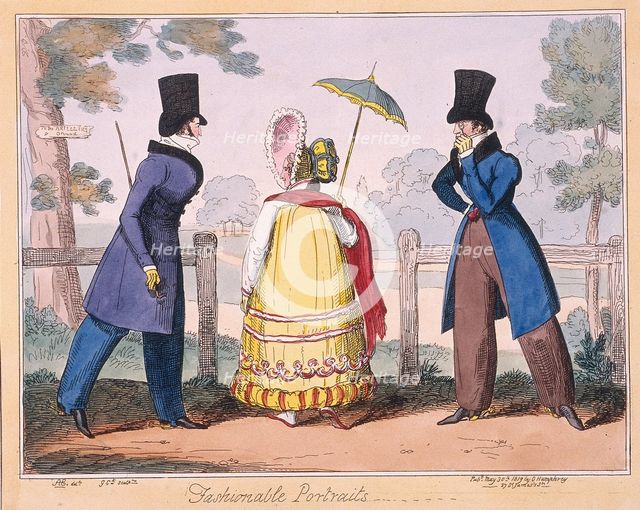 'Fashionable Portraits', a scene in Hyde Park, 1819. Artist: Isaac Cruikshank