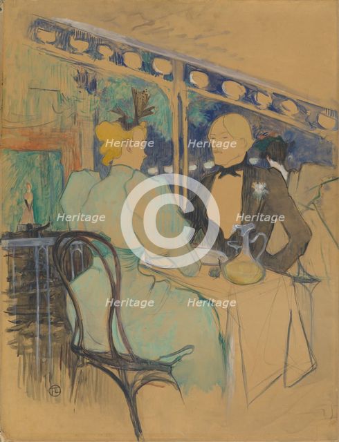 Fashionable People at Les Ambassadeurs (Aux Ambassadeurs: Gens Chic), 1893. Creator: Henri de Toulouse-Lautrec.