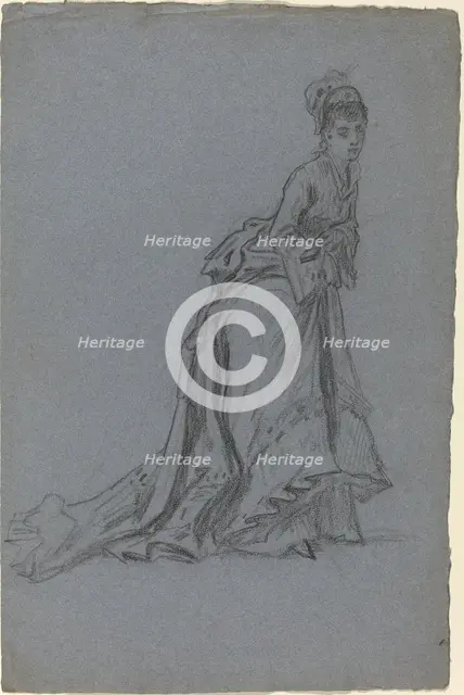 Fashionable Young Woman Stepping Forward, 1890s. Creator: Unknown.